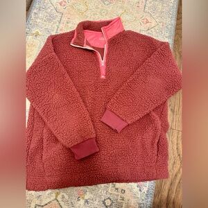 Aerie Burgundy & Pink Sherpa Fleece Jacket
